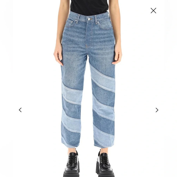 Ganni High-Rise Diagonal Striped Jeans - Picture 2 of 11